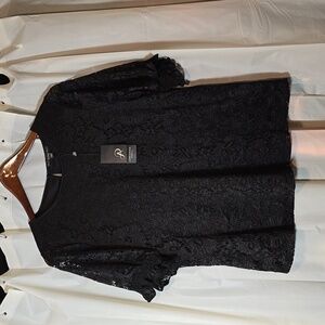 NWT Adrianna Papell Black Lace Women's Top in Size Large
